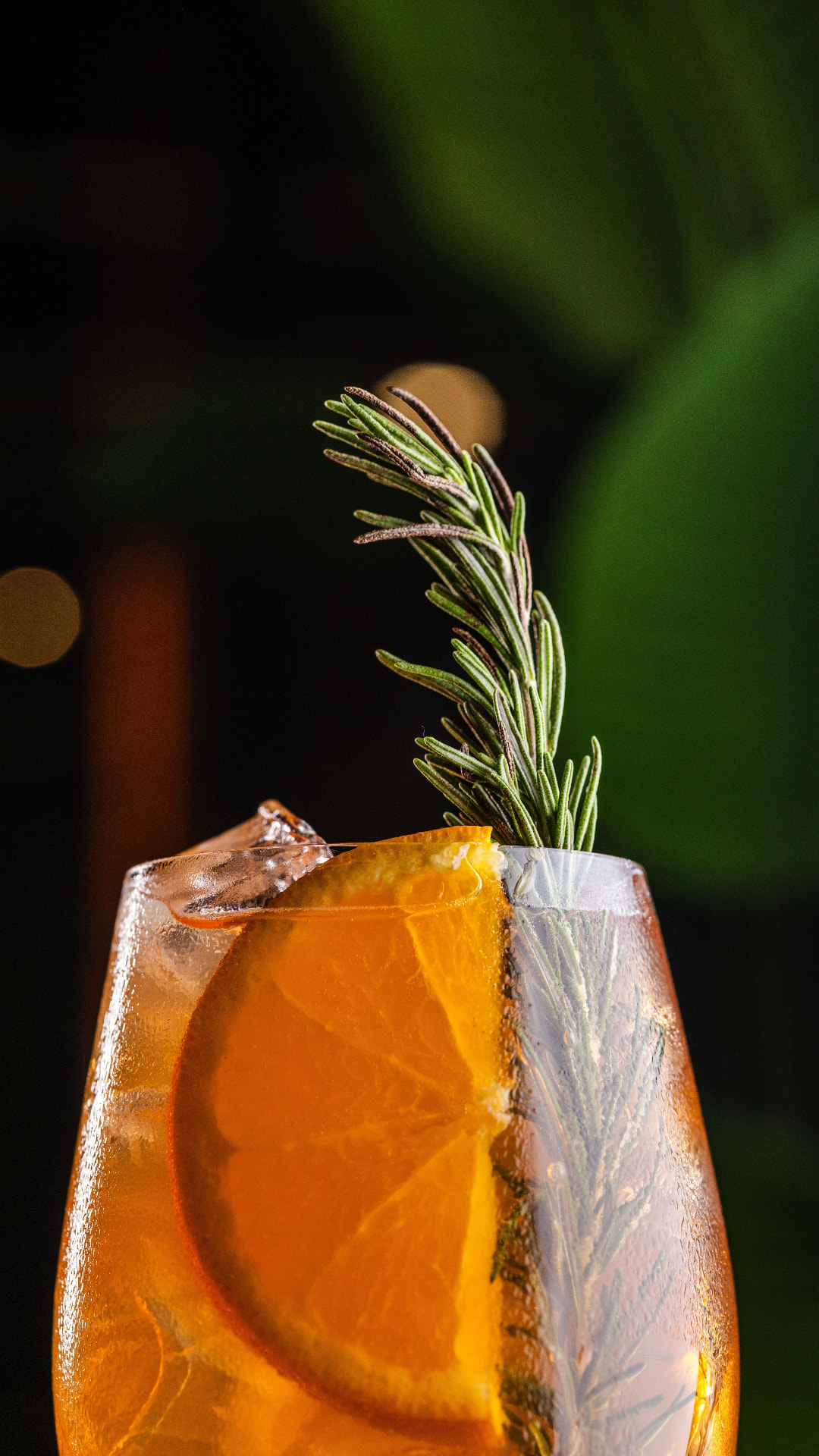 Close-up of citrus spritz garnish