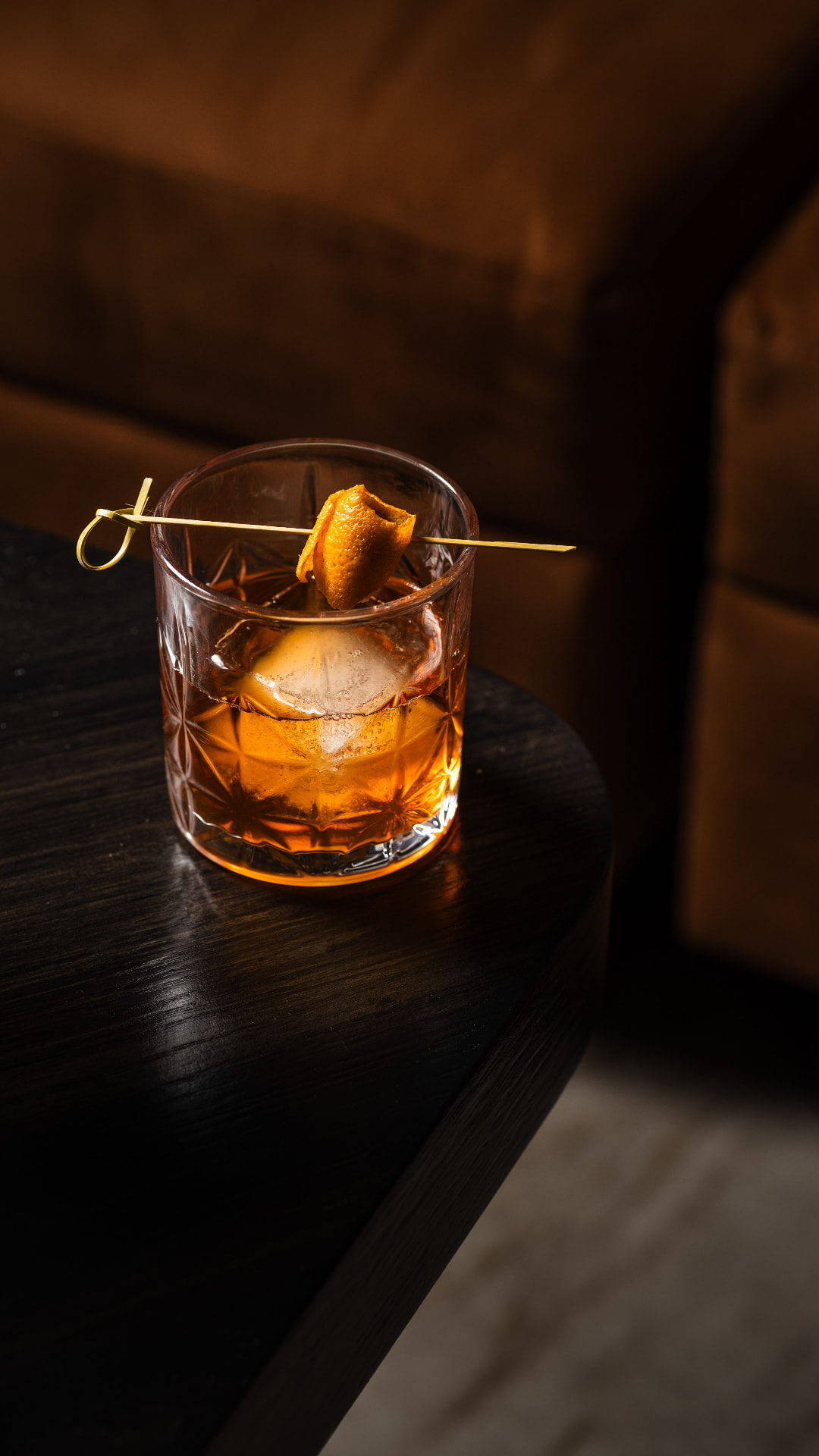 Old fashioned with orange peel